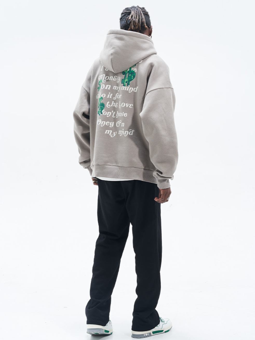Harsh and Cruel Typography Hand Painted Dollar Print Hoodie