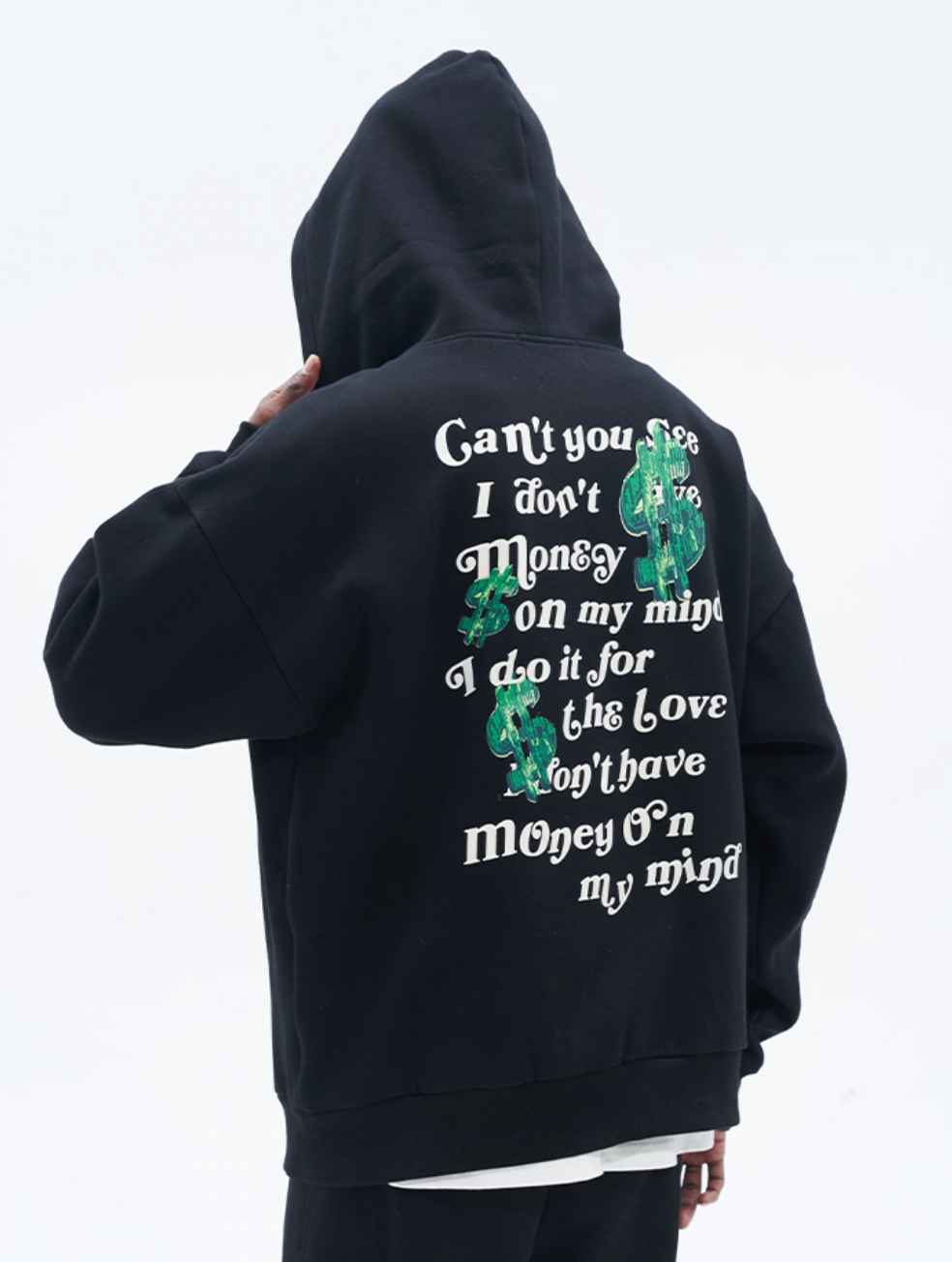 Harsh and Cruel Typography Hand Painted Dollar Print Hoodie