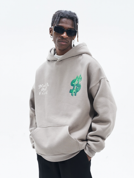 Harsh and Cruel Typography Hand Painted Dollar Print Hoodie