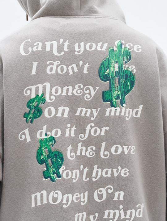 Harsh and Cruel Typography Hand Painted Dollar Print Hoodie