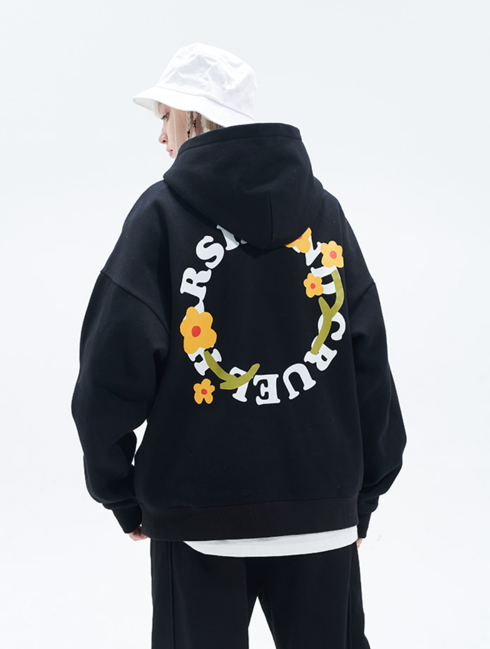Harsh and Cruel Flower Circle Loose Hoodie