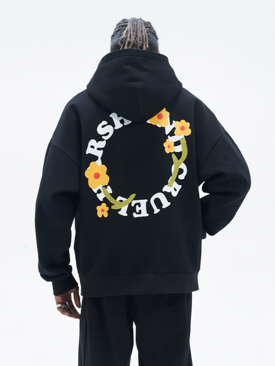 Harsh and Cruel Flower Circle Loose Hoodie