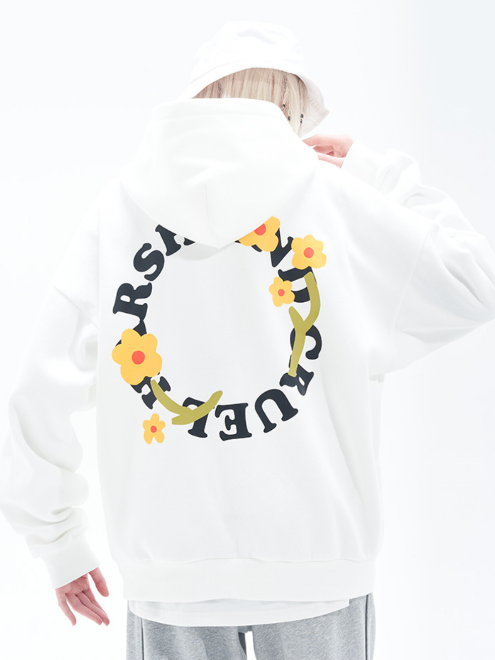 Harsh and Cruel Flower Circle Loose Hoodie