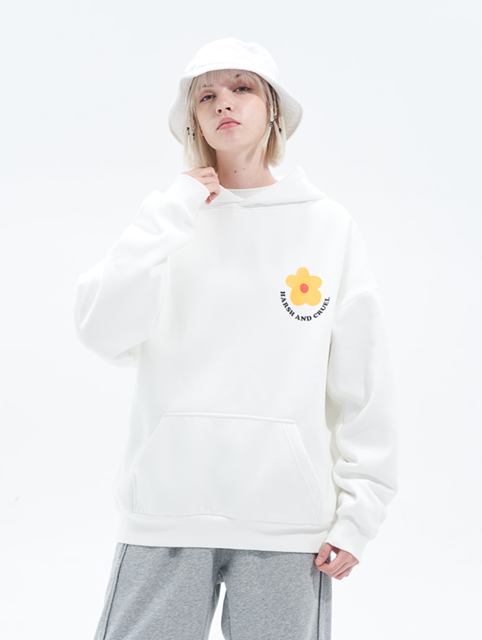 Harsh and Cruel Flower Circle Loose Hoodie