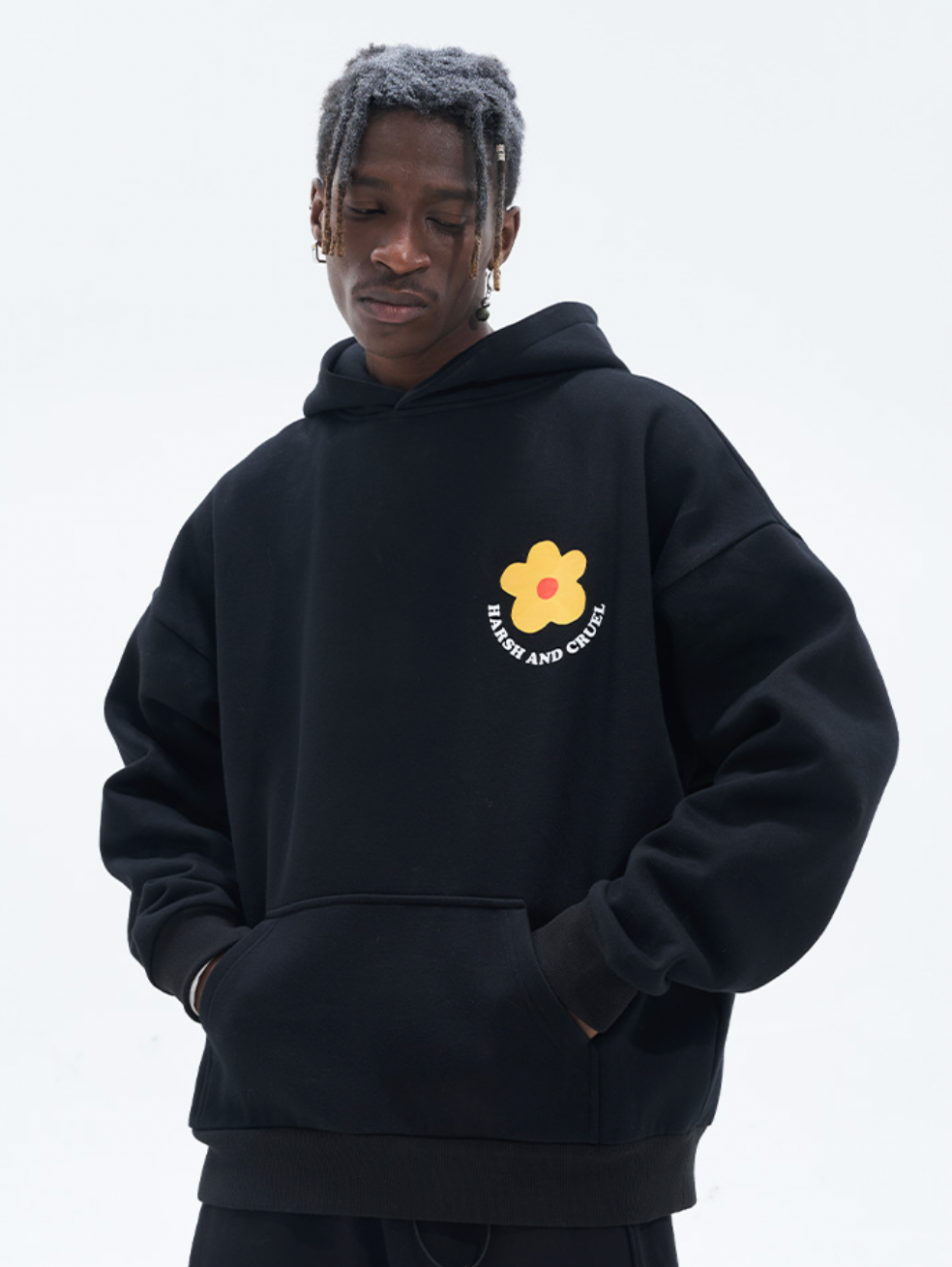 Harsh and Cruel Flower Circle Loose Hoodie