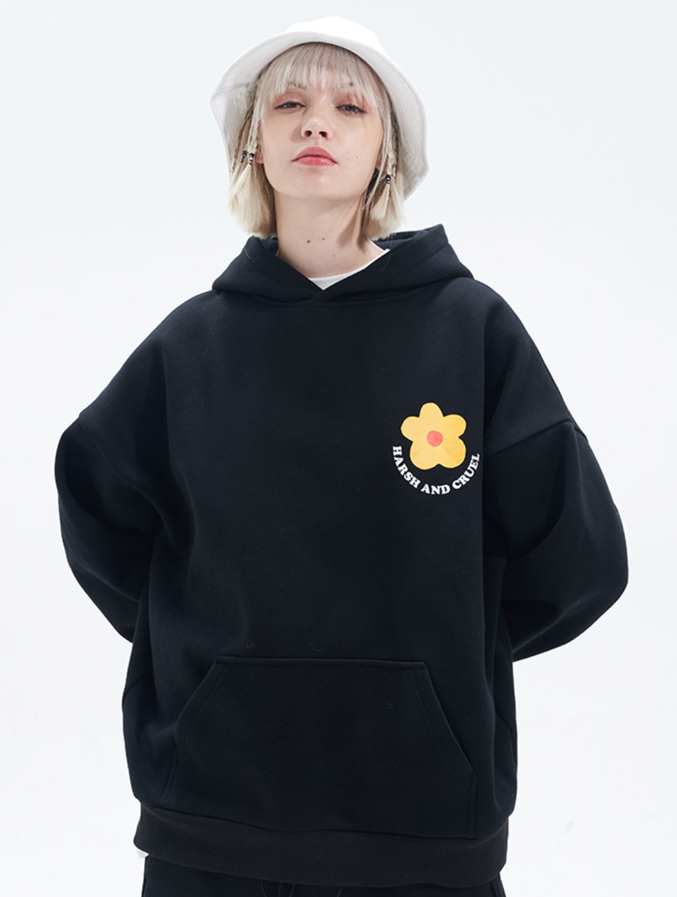 Harsh and Cruel Flower Circle Loose Hoodie