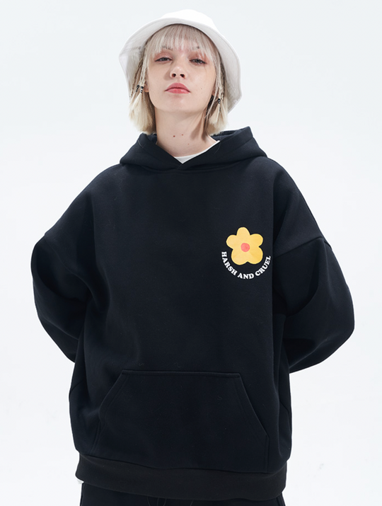 Harsh and Cruel Flower Circle Loose Hoodie
