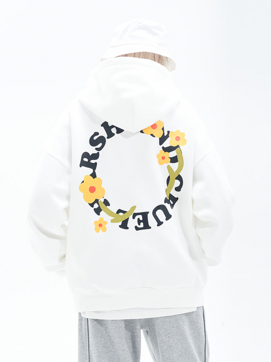 Harsh and Cruel Flower Circle Loose Hoodie
