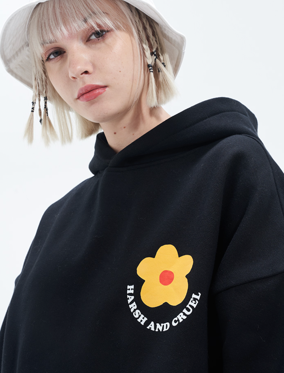 Harsh and Cruel Flower Circle Loose Hoodie