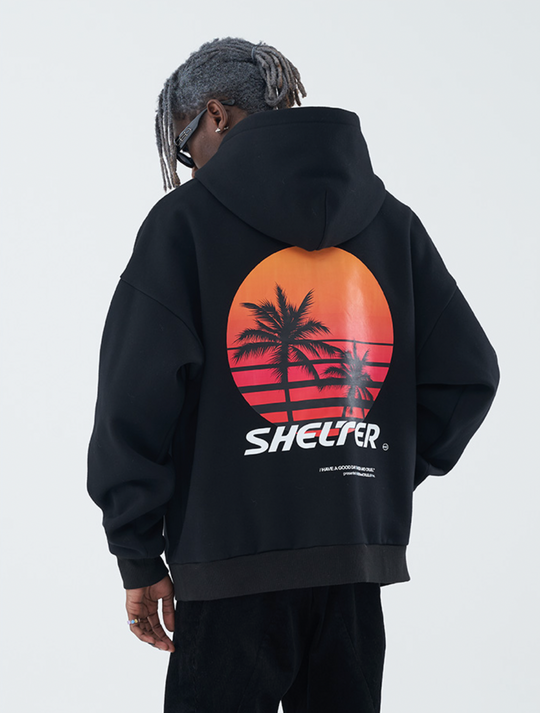 Harsh and Cruel Sunset Print Silhouette 80s Hoodie