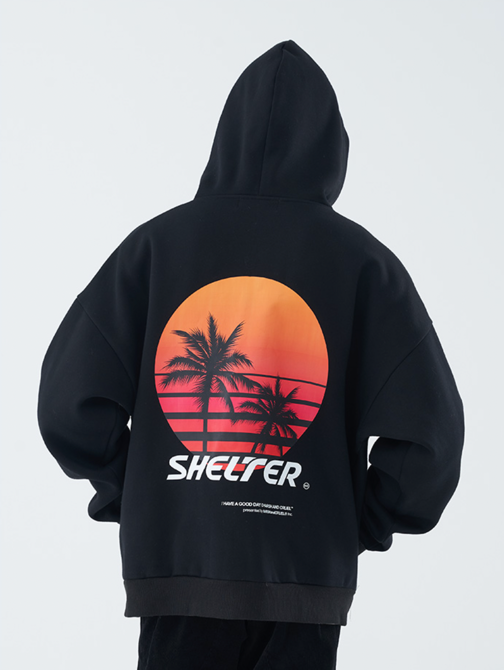 Harsh and Cruel Sunset Print Silhouette 80s Hoodie