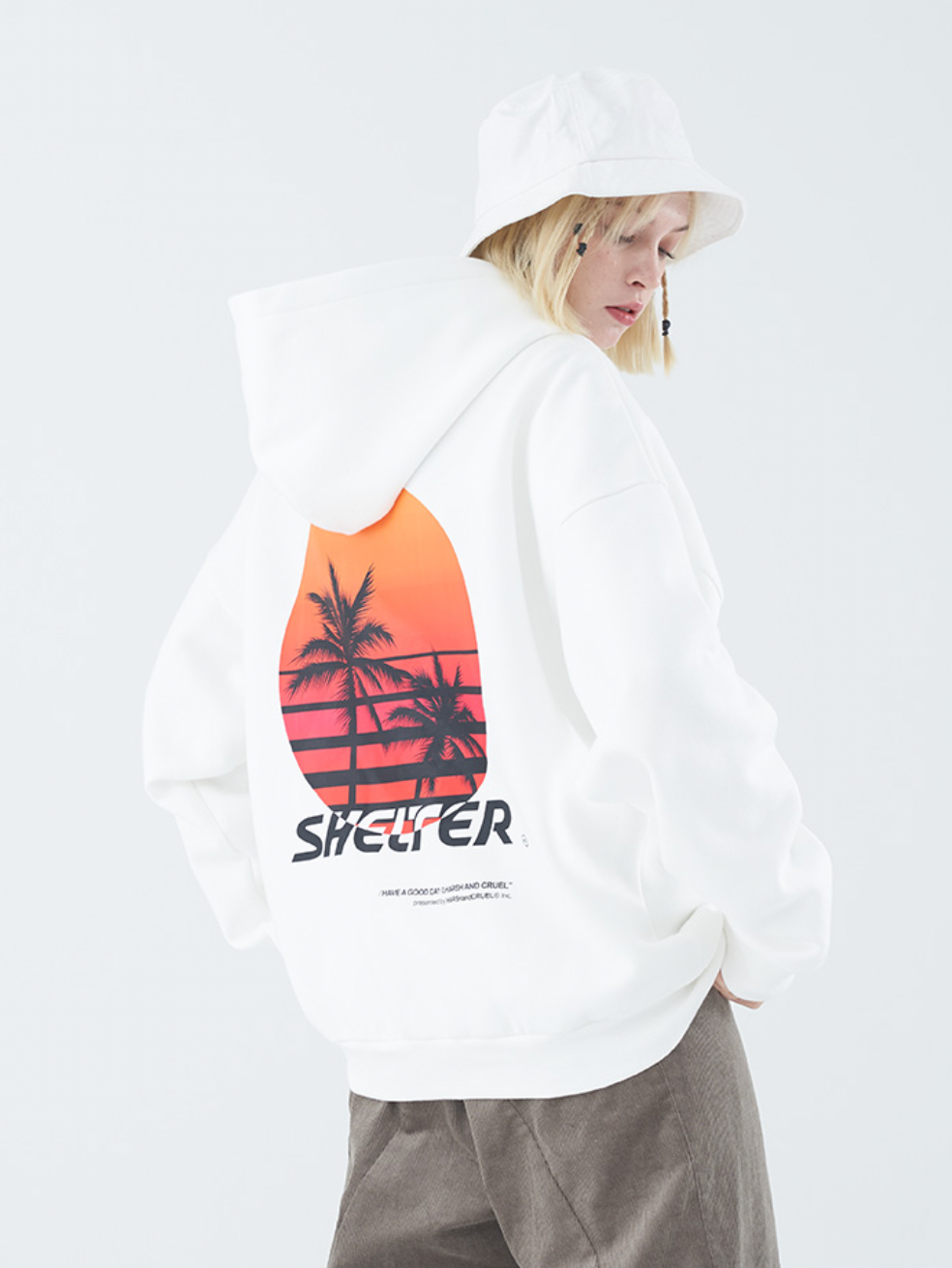 Harsh and Cruel Sunset Print Silhouette 80s Hoodie