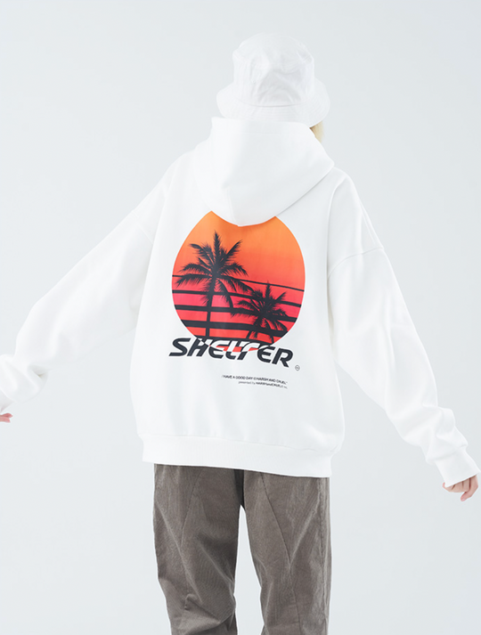 Harsh and Cruel Sunset Print Silhouette 80s Hoodie