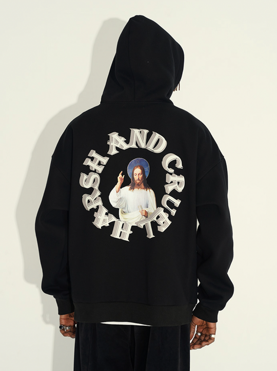 Harsh and Cruel 3D Circle Word Hoodie
