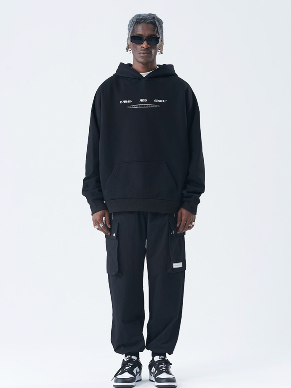 Harsh and Cruel Phantom Fuzzy Letter Printing Hoodie