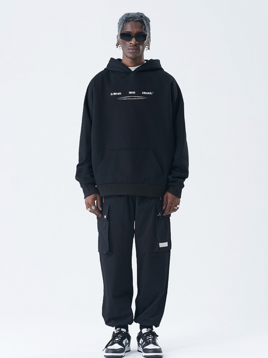 Harsh and Cruel Phantom Fuzzy Letter Printing Hoodie