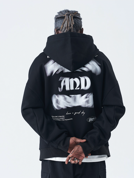 Harsh and Cruel Phantom Fuzzy Letter Printing Hoodie