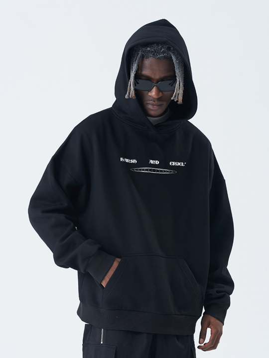 Harsh and Cruel Phantom Fuzzy Letter Printing Hoodie
