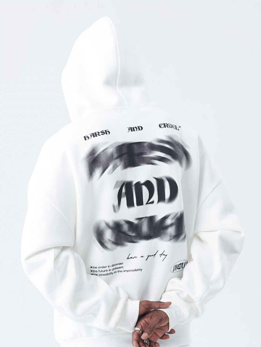Harsh and Cruel Phantom Fuzzy Letter Printing Hoodie