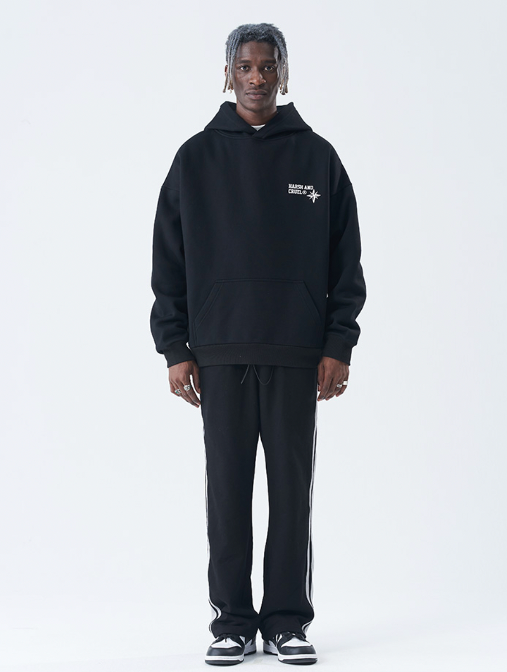 Harsh and Cruel 3D Circle Word Snow Mountain Hoodie