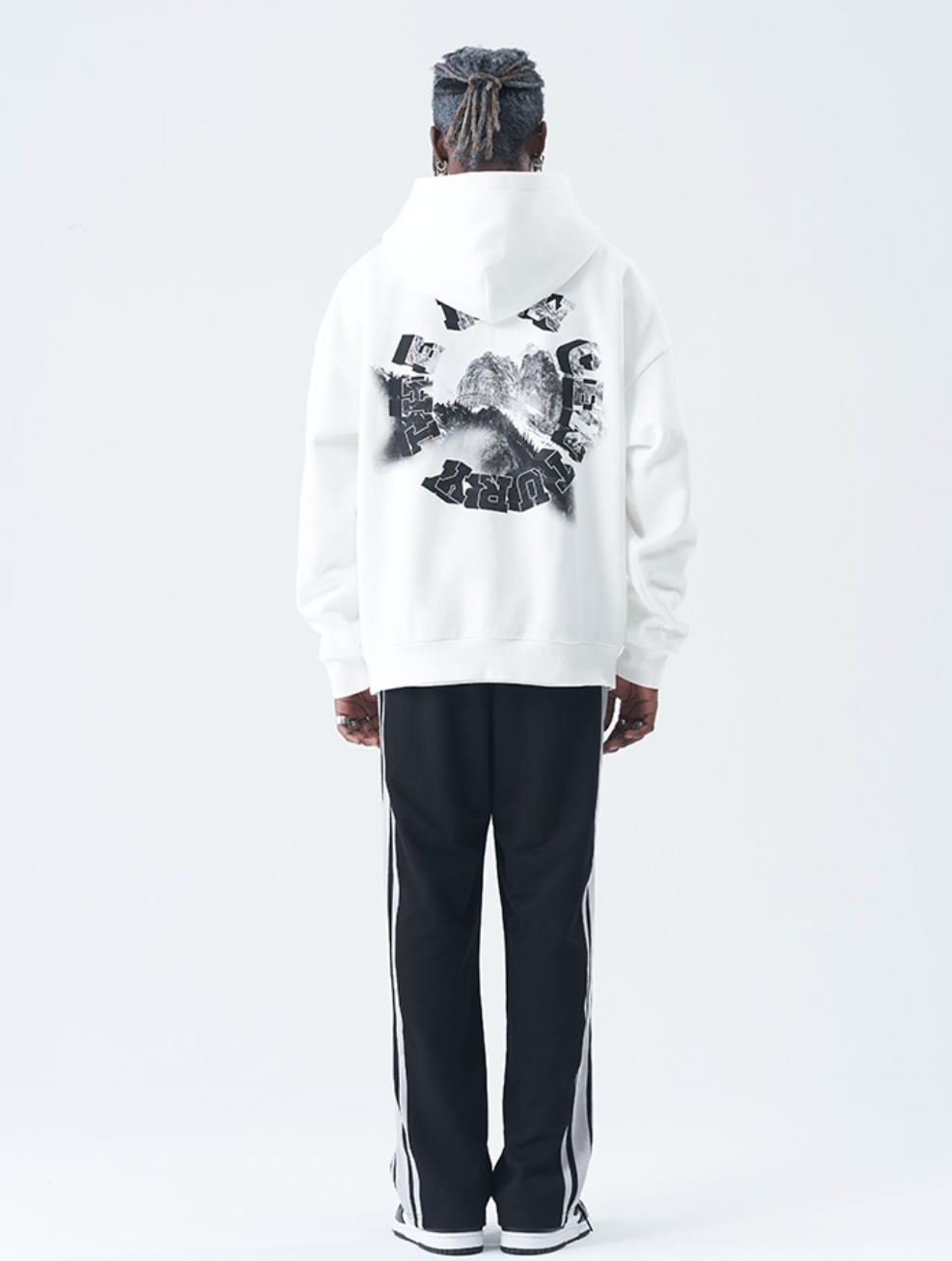 Harsh and Cruel 3D Circle Word Snow Mountain Hoodie