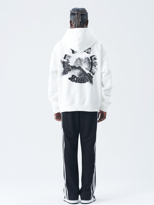 Harsh and Cruel 3D Circle Word Snow Mountain Hoodie