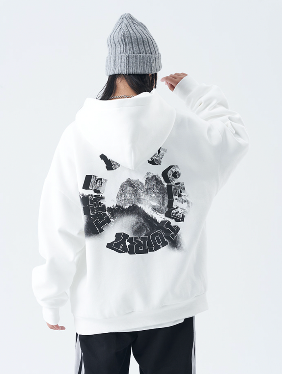 Harsh and Cruel 3D Circle Word Snow Mountain Hoodie