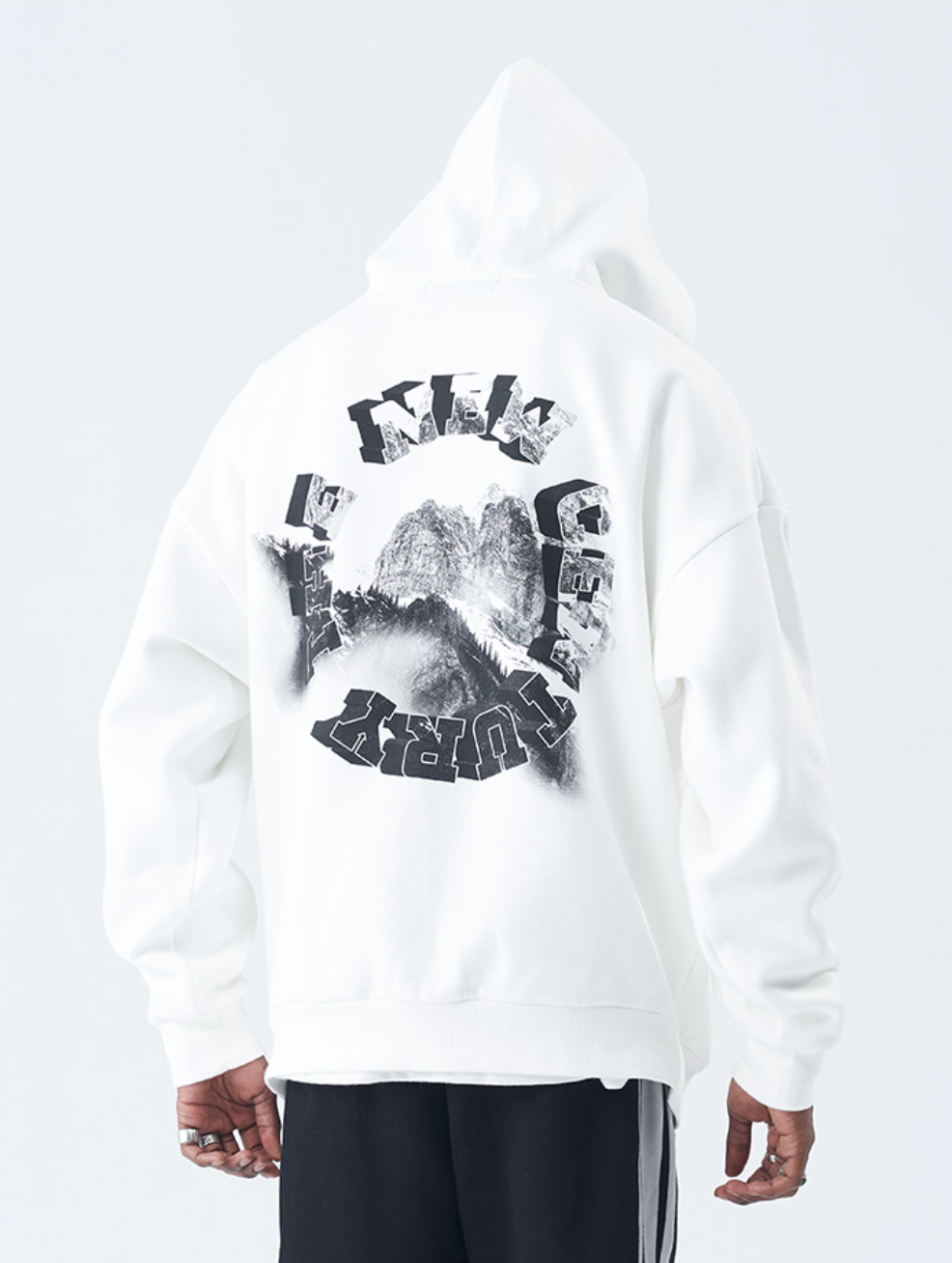 Harsh and Cruel 3D Circle Word Snow Mountain Hoodie