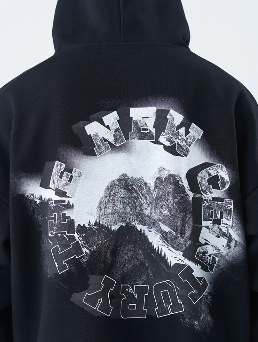 Harsh and Cruel 3D Circle Word Snow Mountain Hoodie