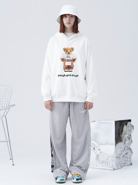Harsh and Cruel Overalls Bear Print Hoodie