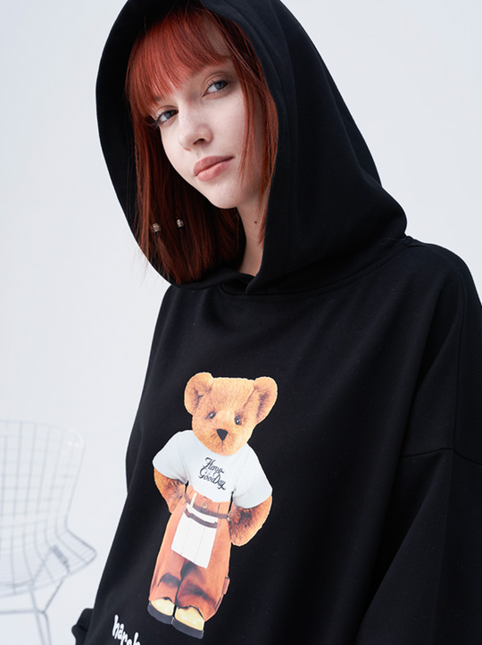 Harsh and Cruel Overalls Bear Print Hoodie