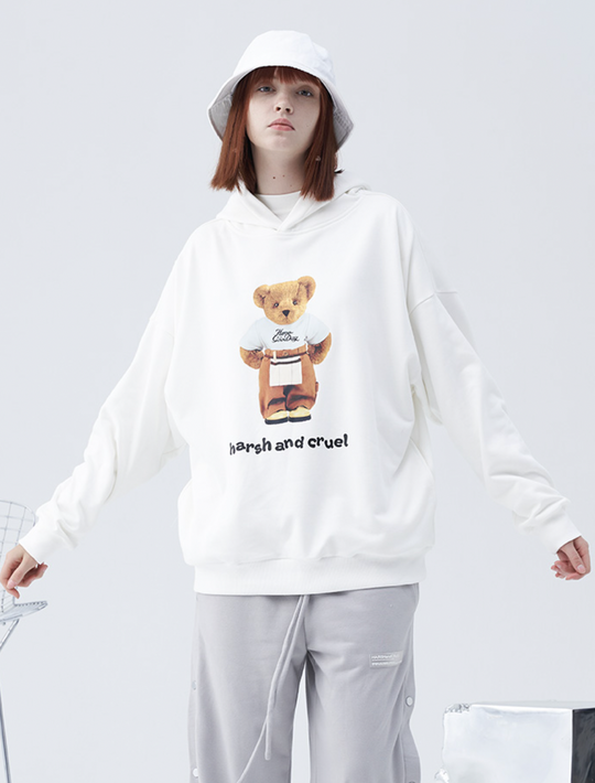 Harsh and Cruel Overalls Bear Print Hoodie