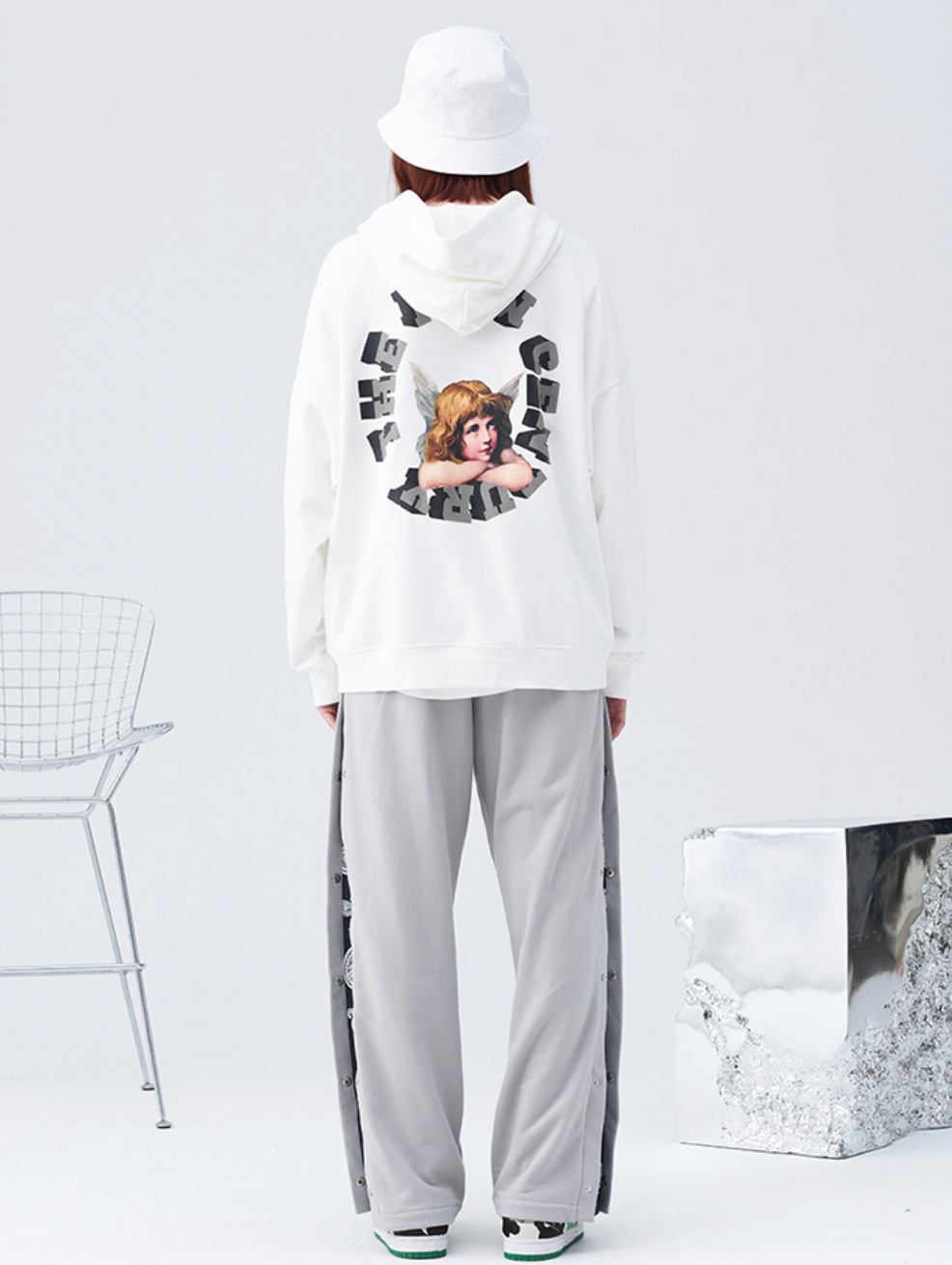 Harsh and Cruel Retro Angel Print Hoodie