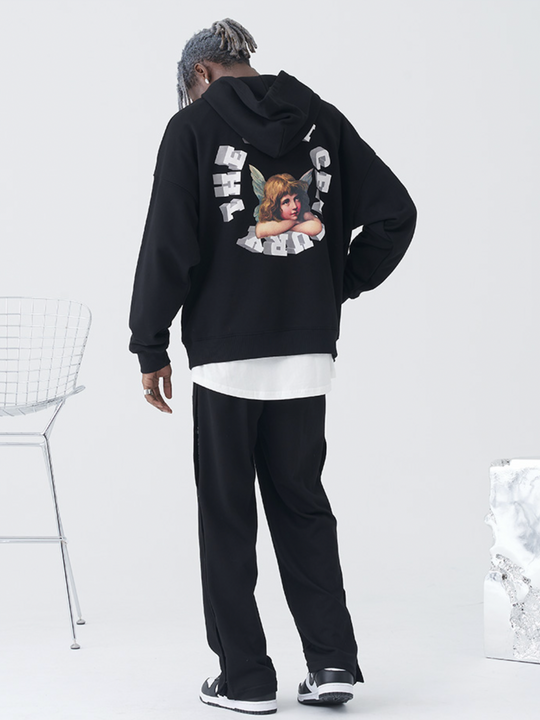 Harsh and Cruel Retro Angel Print Hoodie