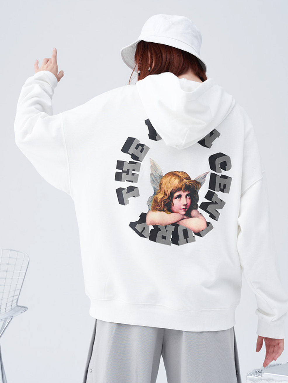 Harsh and Cruel Retro Angel Print Hoodie