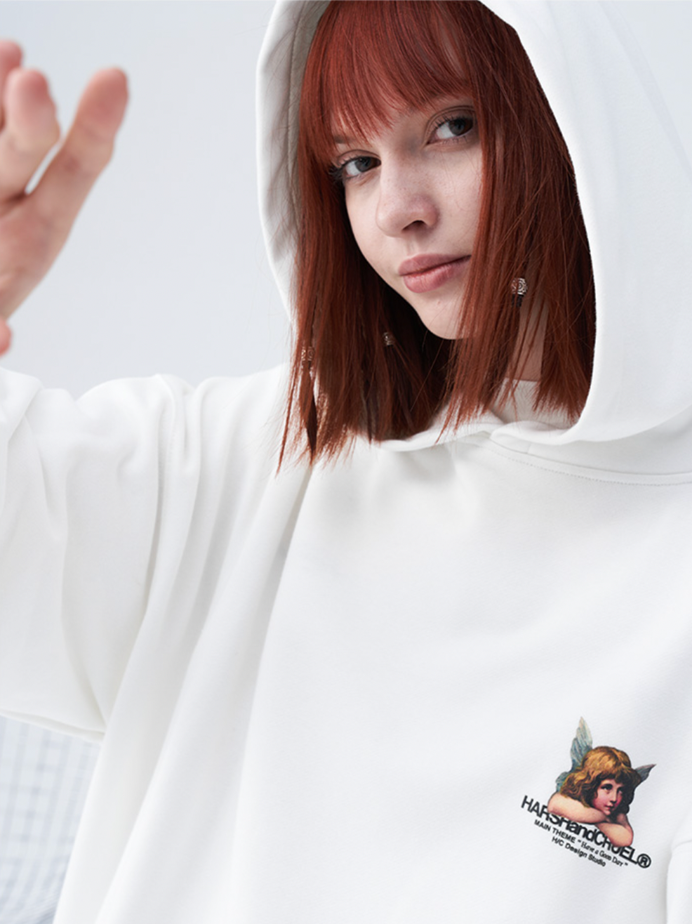 Harsh and Cruel Retro Angel Print Hoodie