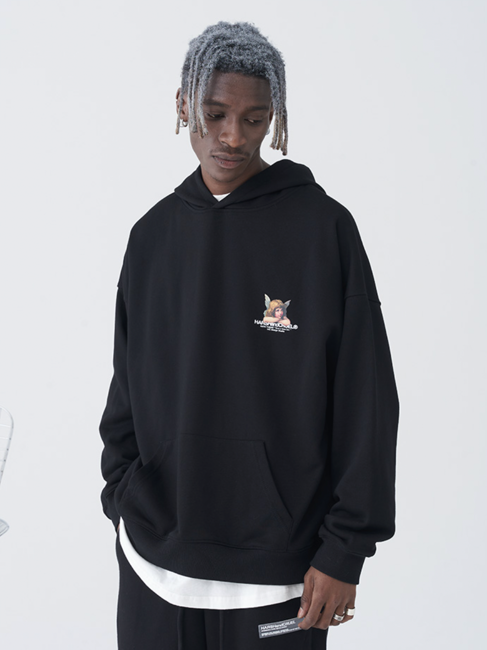 Harsh and Cruel Retro Angel Print Hoodie