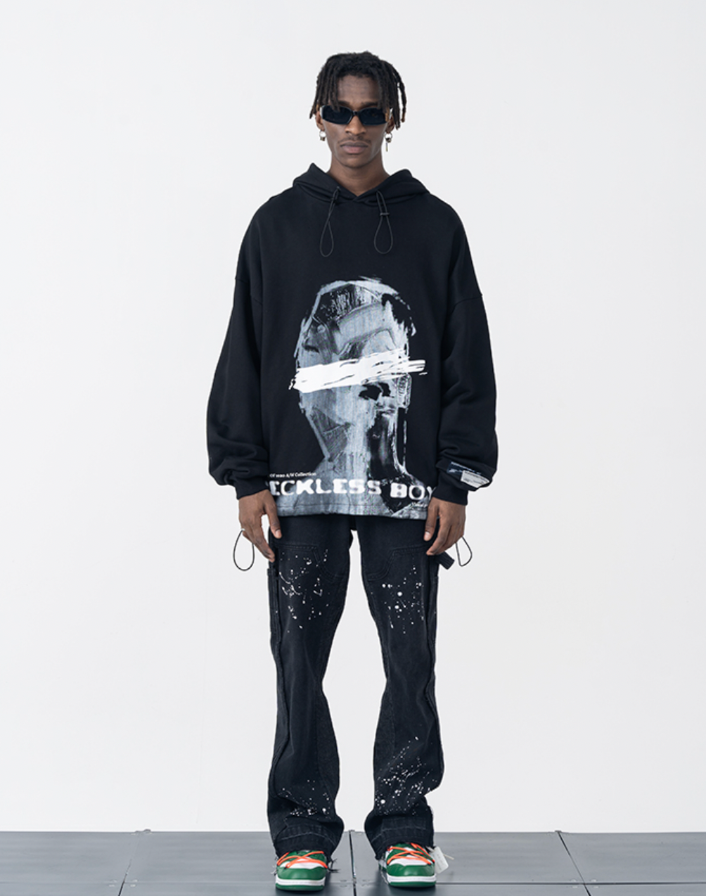 Harsh and Cruel Brush Blur Face Hoodie