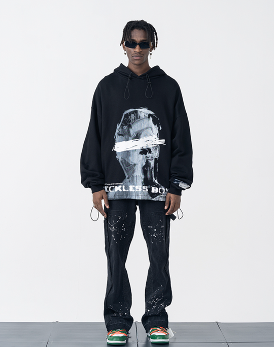 Harsh and Cruel Brush Blur Face Hoodie