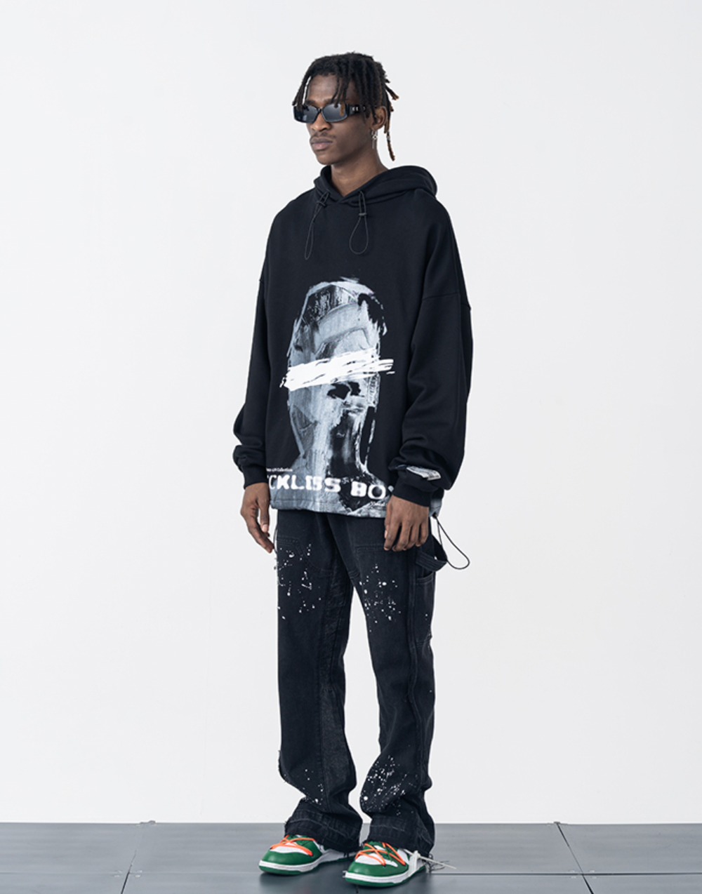 Harsh and Cruel Brush Blur Face Hoodie