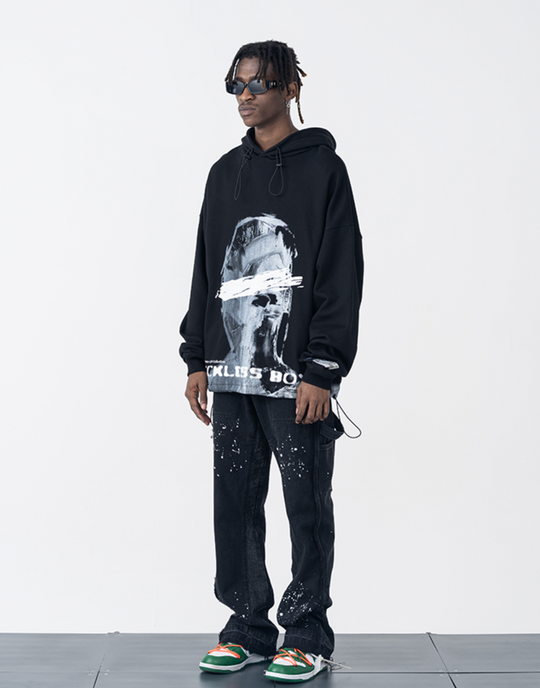 Harsh and Cruel Brush Blur Face Hoodie