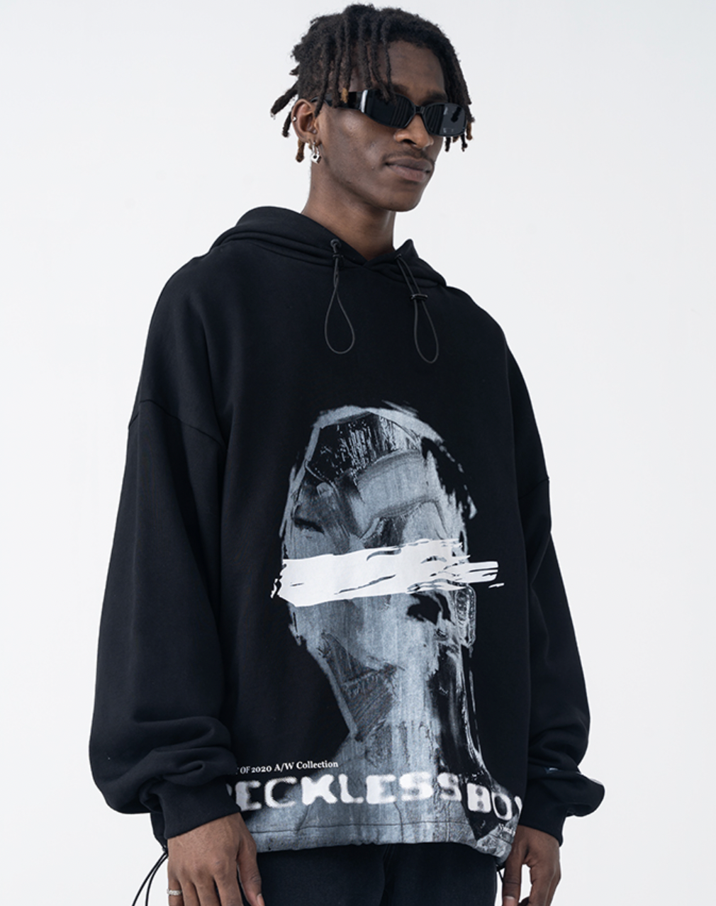 Harsh and Cruel Brush Blur Face Hoodie
