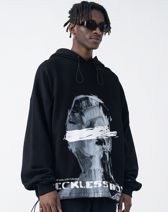 Harsh and Cruel Brush Blur Face Hoodie