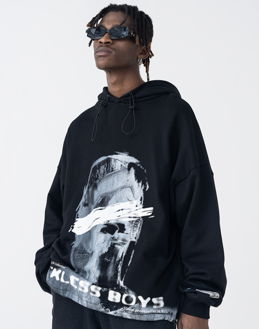 Harsh and Cruel Brush Blur Face Hoodie