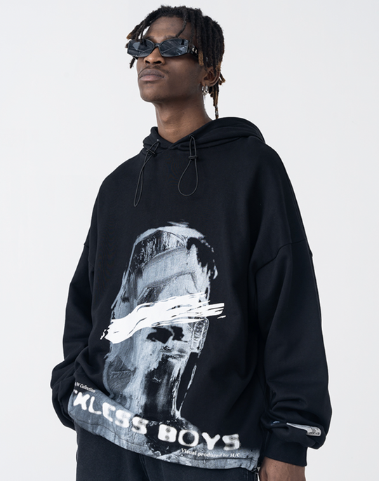 Harsh and Cruel Brush Blur Face Hoodie