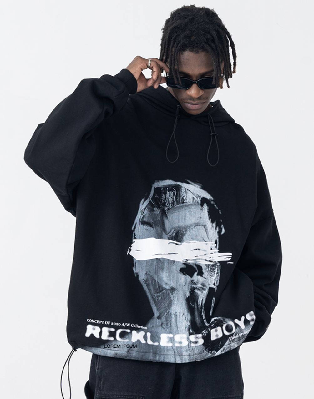 Harsh and Cruel Brush Blur Face Hoodie