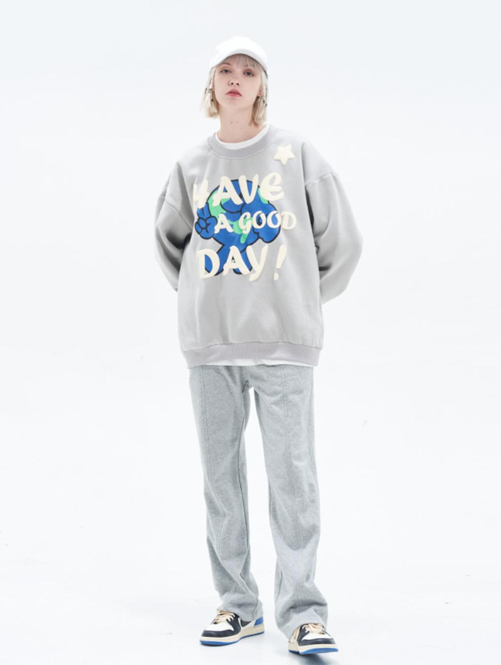 Harsh and Cruel Smiling Earth Foam Print Sweatshirts