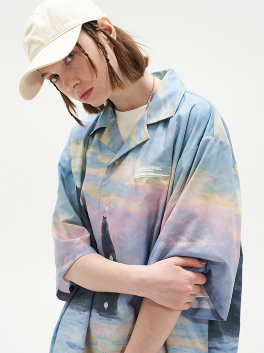 Harsh and Cruel Impressionist Sunset Oil Painting Shirt