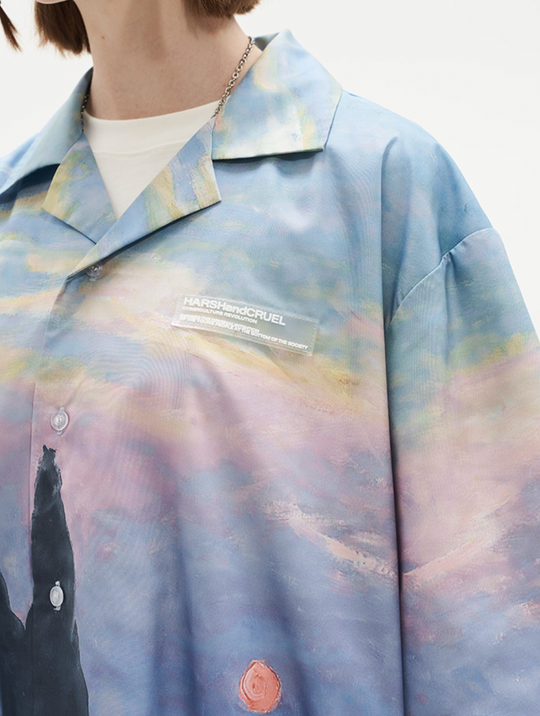 Harsh and Cruel Impressionist Sunset Oil Painting Shirt