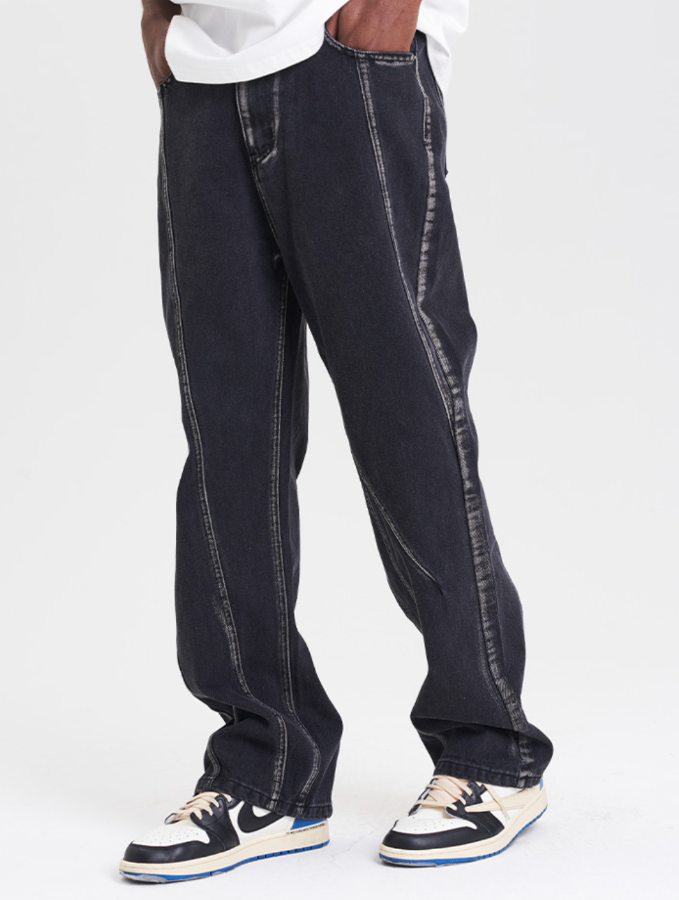 Harsh and Cruel Deconstructed Washed Denim Pants